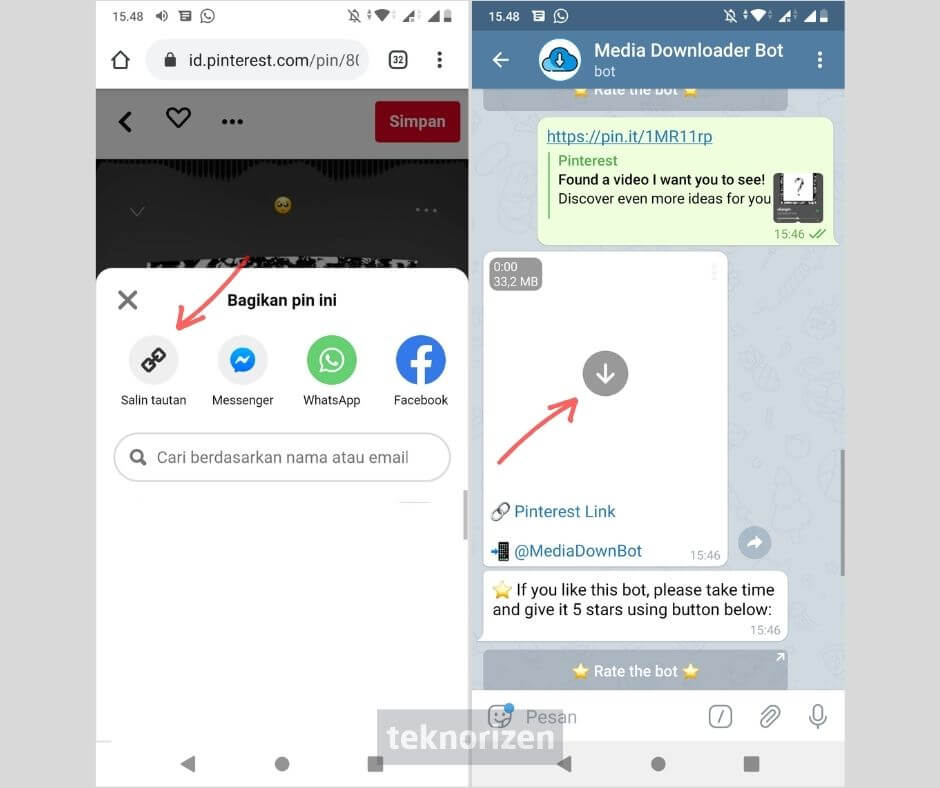 download video pinterest di telegram