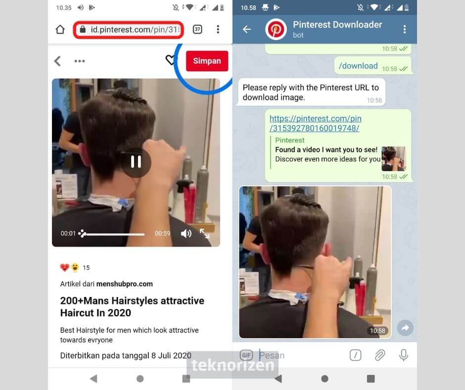 download video pinterest di telegram